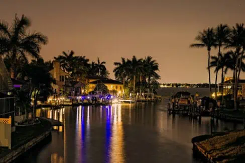 Cape Coral Florida Canal At Night